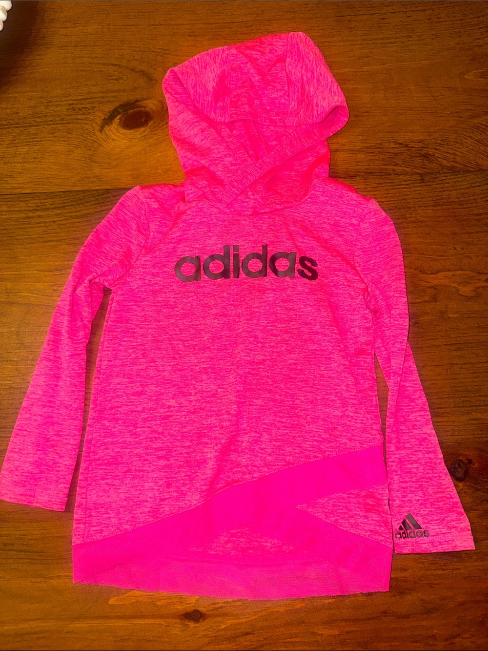 adidas Hot Pink Girls' Long-Sleeve Hooded Tee
